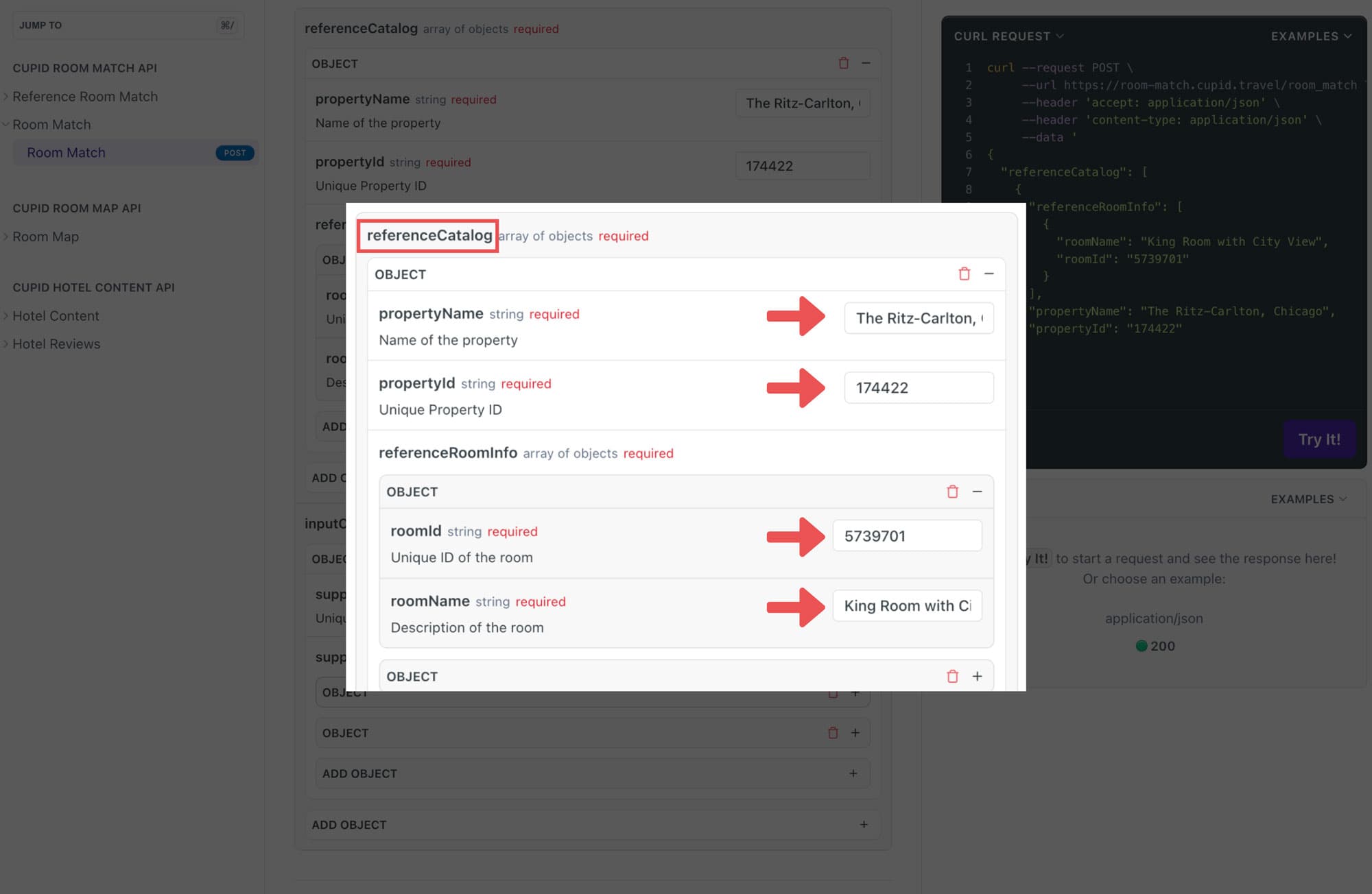 Introduce your inventory (reference) catalog ID for the room