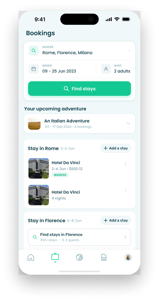 Bookings screen
